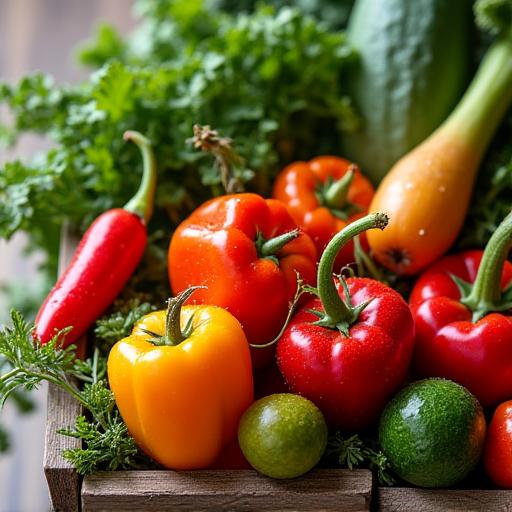 籠に盛られた新鮮な旬の野菜