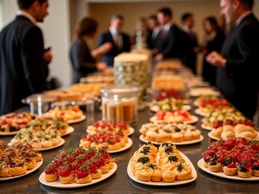 企業のレセプションパーティーで提供されるフィンガーフード
