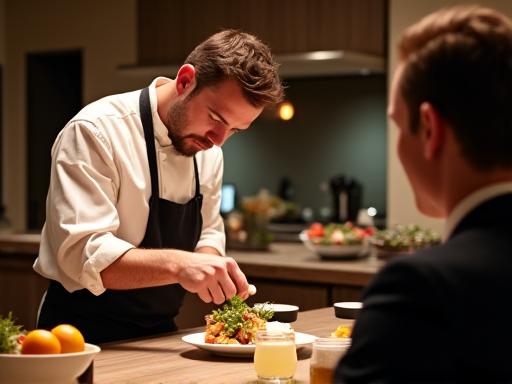 プライベートな食事会で腕を振るうシェフ
